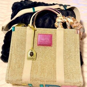 Kurt Geiger Beige Tote with Pink and Green Accents